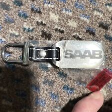 New Saab Key Chain Black Leather Genuine - Key Fob Oem - Dealer Accessory