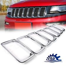 For 2014-2016 Jeep Grand Cherokee Front Grill Trim Ring Insert Cover Chrome 7pcs