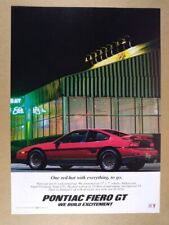 1986 Pontiac Fiero Gt Color Photo Vintage Print Ad