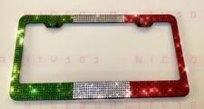 7 Rows Italian Flag License Plate Frame Holder Made W Swarovski Crystals