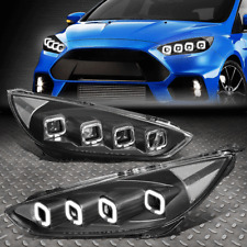 Sequential Led Halos For 15-18 Ford Focus Projector Headlight Lamp Blackclear