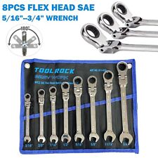 8pcs Flexible Head Ratcheting Wrench Set Sae Ratchet Combination Wrenches Cr-v