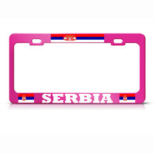 New Serbian Flag Serbia Hot Pink Metal License Plate Frame Auto Suv Tag Holder
