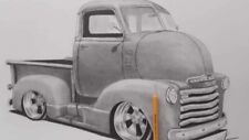 1950 Chevy Coe Truck Print Of Original Pencil Drawing Signed By Artis 11x17