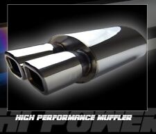 Polished Dual 3 Square Tip Exhaust Muffler Canister 2.5 Inlet Fit Ford Chevy