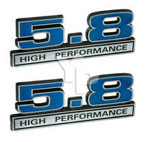 5.8 Liter 351 Engine High Performance Emblem Logo In Blue Chrome 5 Long Pair