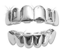 Platinum Silver Mouth Teeth Grills Grillz Upper Lower Set New Player Usa Ship