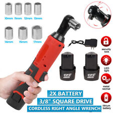 Electric Cordless Ratchet 38 Right Angle Wrench Impact Power Tool 2 Battery