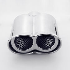2.25 Inlet 7 Long Twin Out Resonated Rolled 304 Stainless Steel Exhaust Tip