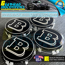 Brabus Black Chrome Wheel Center Hub Caps Emblem Fits Mercedes-benz 75mm 4pc Set