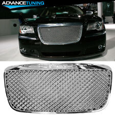 Fits 11-14 Chrysler 300 300c B-style Chrome Front Bumper Upper Mesh Grill Grille