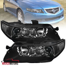 Black Projector Headlights Fits 2004-2005 Acura Tsx Turn Signal Lamps Pair Lr