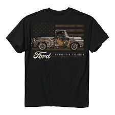 Ford Truck Camo American Flag Black T-shirt