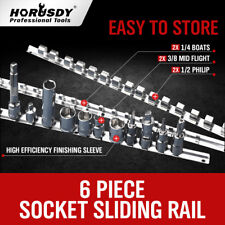 6pc Socket Holder Sliding Rail Tray Organizer 14 38 12mountable Steel Rack