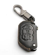 Black Leather Cover For Jeep Wrangler Jl Gladiator Jt Jlu 4 Buttons Key Fob Case