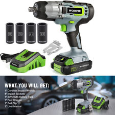 Workpro 20v Cordless Impact Wrench W4 Piece Drive Impact Sockets 2.0ah Battery