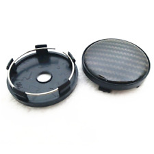 4pcs 60mm Black Carbon Fiber Look Auto Car Wheel Hub Center Caps Cover Plastic