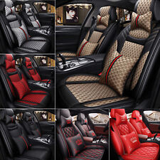 5-seats Car Seat Covers Full Set Luxury Pu Leather Universal Front Rear Cushion