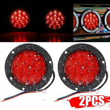 2x Red 16 Led 4inch Round Truck Trailer Tail Stop Turn Brake Light Waterproof