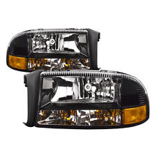 Headlight Black Left Right Pair Set Fits 97-04 Dodge Dakota 98-03 Durango