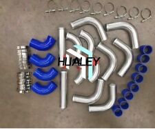 3 76mm Aluminum Intercooler Turbo Pipe Piping Kit Blue Hoseclamps Universal