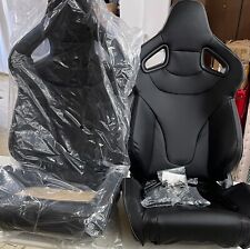 Black Universal Reclinable C-series Pvc Sport Racing Seats Pair With Slider