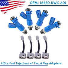 4pcs 410cc Fuel Injectors Wadapters For Honda Acura Rdx 16450rwca01