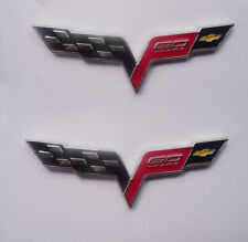 For 05-13 Crossed Flags Chevy 60 Years C6 Corvette Emblem Badge 2pcs New