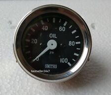 Smith Black Oil Pressure Gauge 0-100 Psi Chrome Bezel Replica Mechanical 52 Mm
