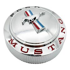 Chrome Pony Twist On Gas Fuel Cap W Cable For 1966 Ford Mustang