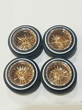 124 To 125 Scale Model Chrome And Gold Dayton Style Rims With White Wall Tires