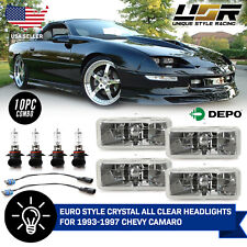 Euro Crystal Clear Low High Beam Headlight Wiring For 1993-1997 Chevy Camaro