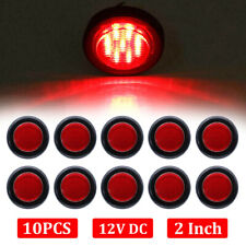 10x 2 Inch Red Led Round Side Marker Led Clearance Tail Light 12v Truck Trailer