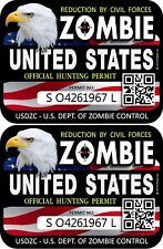 Prosticker 1203 2pk 3 X 4 United States Zombie Hunting License Permit Decal