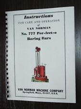 Van Norman Model 777 Boring Bar Instruction Parts Manual