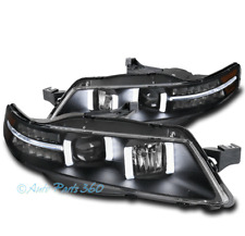 For 04-08 Acura Tl Led Drl Tube Projector Headlights Lamps Black Lhrh Pair Set