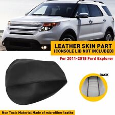 Fits 2011-2018 Ford Explorer Leather Console Lid Armrest Cover Black Stitch