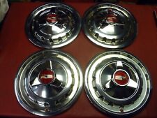 Vintage Nos 1957 Chevy Belair 150210 Three Bar Spinner Hubcaps Wheel Covers