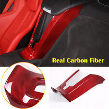 Red Real Carbon Fiber Waterfall Console Wireless Charger Cover For Corvette C8