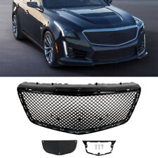 Front Bumper Hood Grille Abs Black Fit For 2014-2019 Cadillac Cts Sedan B Style