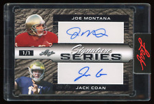 11 Rock Sp Joe Montana Jack Coan Auto 2022 Leaf Signature Series Dual Autograph