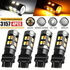4x 3157 3156 Led Drl Switchback Turn Signal Light Bulbs 4157na 3457a White Amber