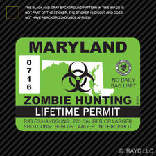 Maryland Zombie Hunting Permit Sticker Die Cut Decal Usa Outbreak Response