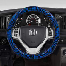 Brand New Car Steering Wheel Cover Protector Carbon Fiber Pu Leather Blue 15