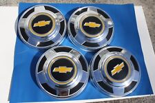 Vintage Lot Of Four 1970s Chevy Truck Hubcaps Black Silver Chevrolet Dog Bowl