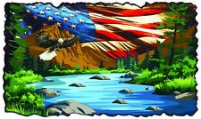 Rv Camper Graphics Mountain Lake Scene With American Flag And Soaring 24 Decal