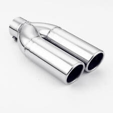 2 Inlet Dual Slant 2.25 Outlet 10 Long Stainless Steel Exhaust Tip Twin Out