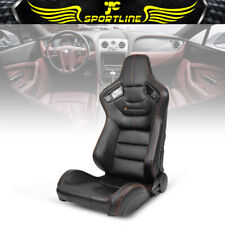 Universal Reclinable Racing Seat Left Driver Side Dual Slider Pu Carbon Leather