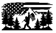 Bigfootsasquatch Vinyl Decal - Flag Carrying Mountains - Funny Vinyl Decals