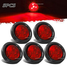 5pc 2-inch Red Round 4 Led Marker Lights W Grommet For Truck Trailer Rv 12v-24v